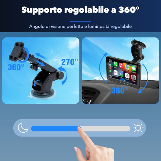 Installazione schermo CarPlay con supporto a ventosa