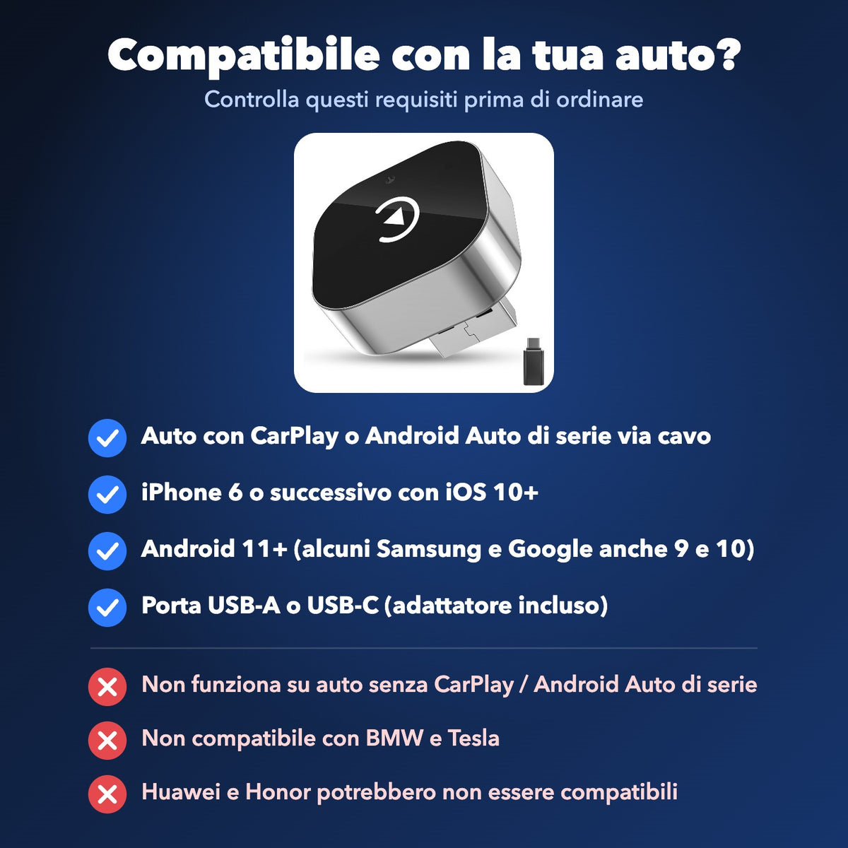 Requisiti di compatibilità dell'adattatore wireless 2 in 1