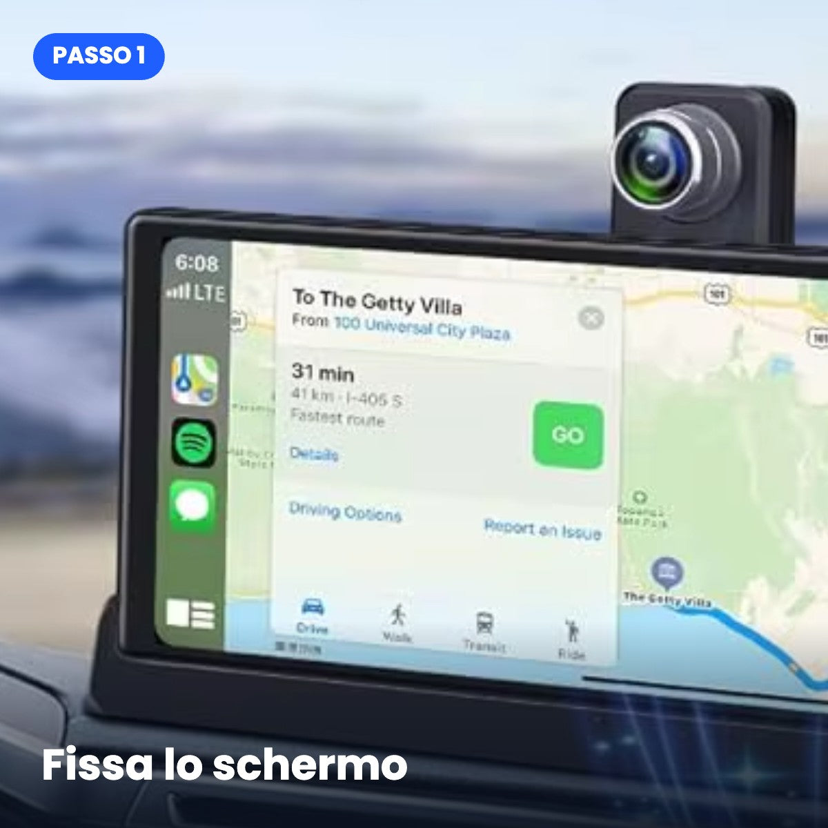 Fissa lo schermo da 9 pollici